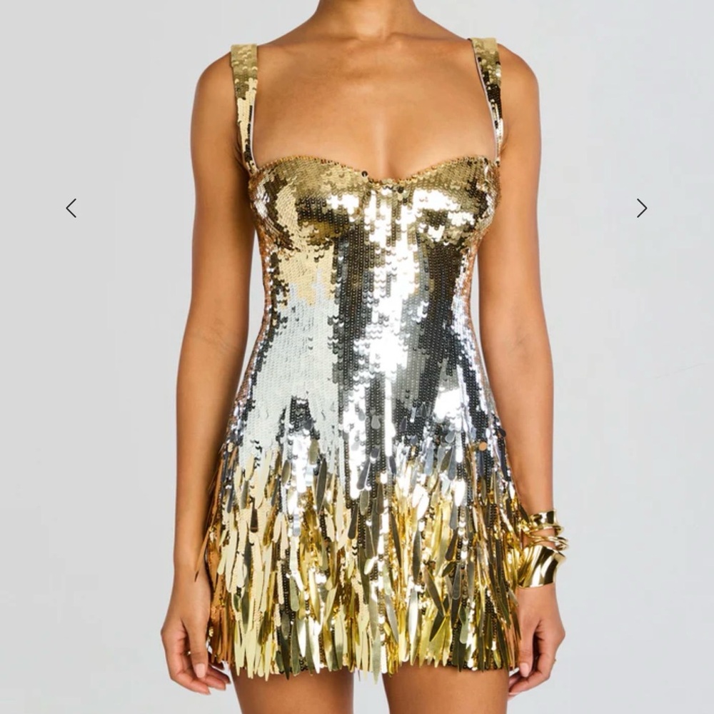 Retrofete Gold and Silver Sequin Mini Dress